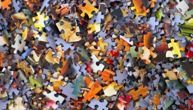 stack of jigsaw puzzle pieces