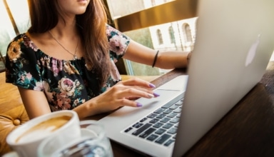 woman, laptop, desk