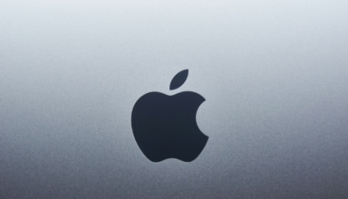 apple logo on blue surface