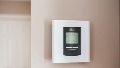 white and gray thermostat at 19 5