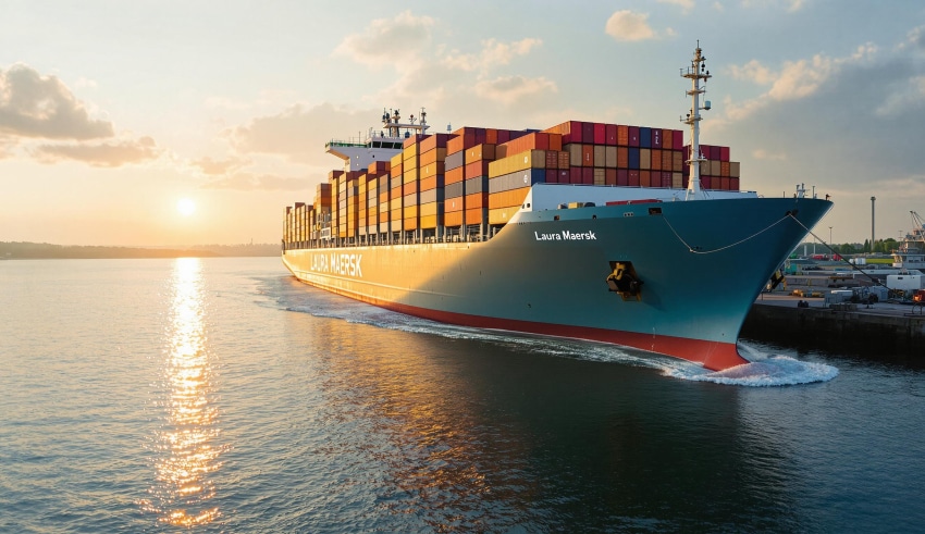 Un voyage &eacute;coresponsable : le porte-conteneurs &laquo; Laura-Maersk &raquo; se refait une sant&eacute; en e-m&eacute;thanol &agrave; Kasso, au Danemark