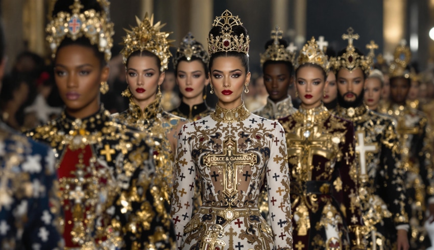 Le dernier d&eacute;fil&eacute; Dolce & Gabbana : une satire audacieuse du christianisme &agrave; travers des croix et des tenues inspir&eacute;es de la religion.
