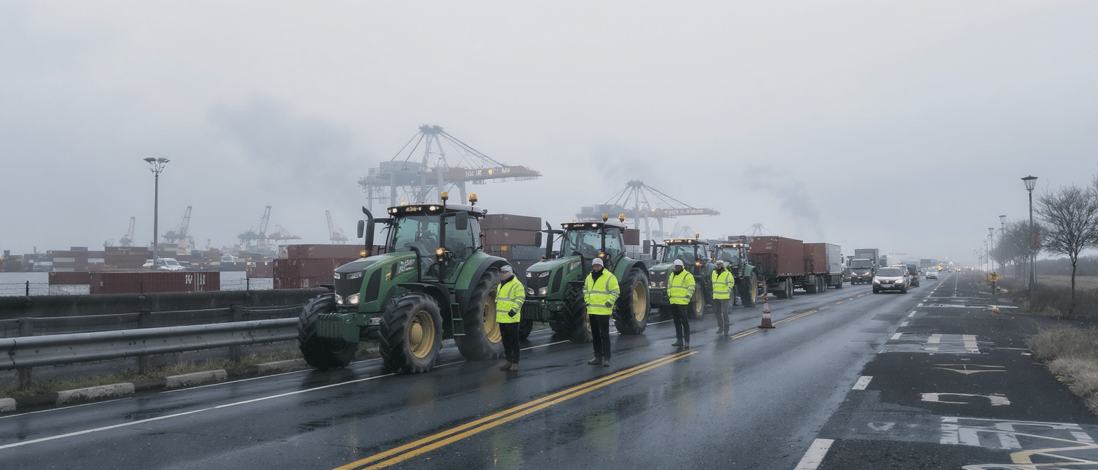 Agriculteurs en col&egrave;re : un barrage filtrant bloque le port du Havre en protestation contre l&rsquo;accord UE-Mercosur